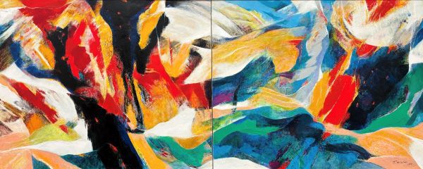 第74回 光陽展　名誉委員　三浦　恒祺（ﾐｳﾗ ﾂﾈｷ）　原爆形象NO、６爆破・復活（油）F100・2連